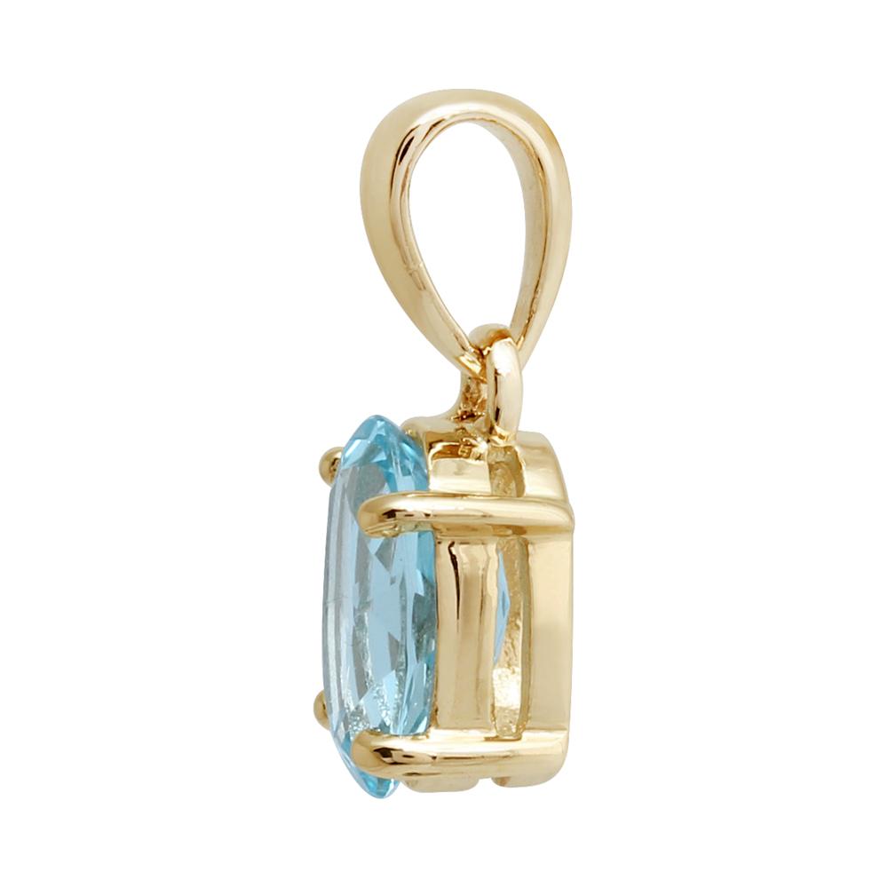 Classic Oval Blue Topaz Pendant in 9ct Yellow Gold