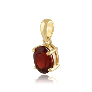 Classic Oval Garnet Pendant in 9ct Yellow Gold