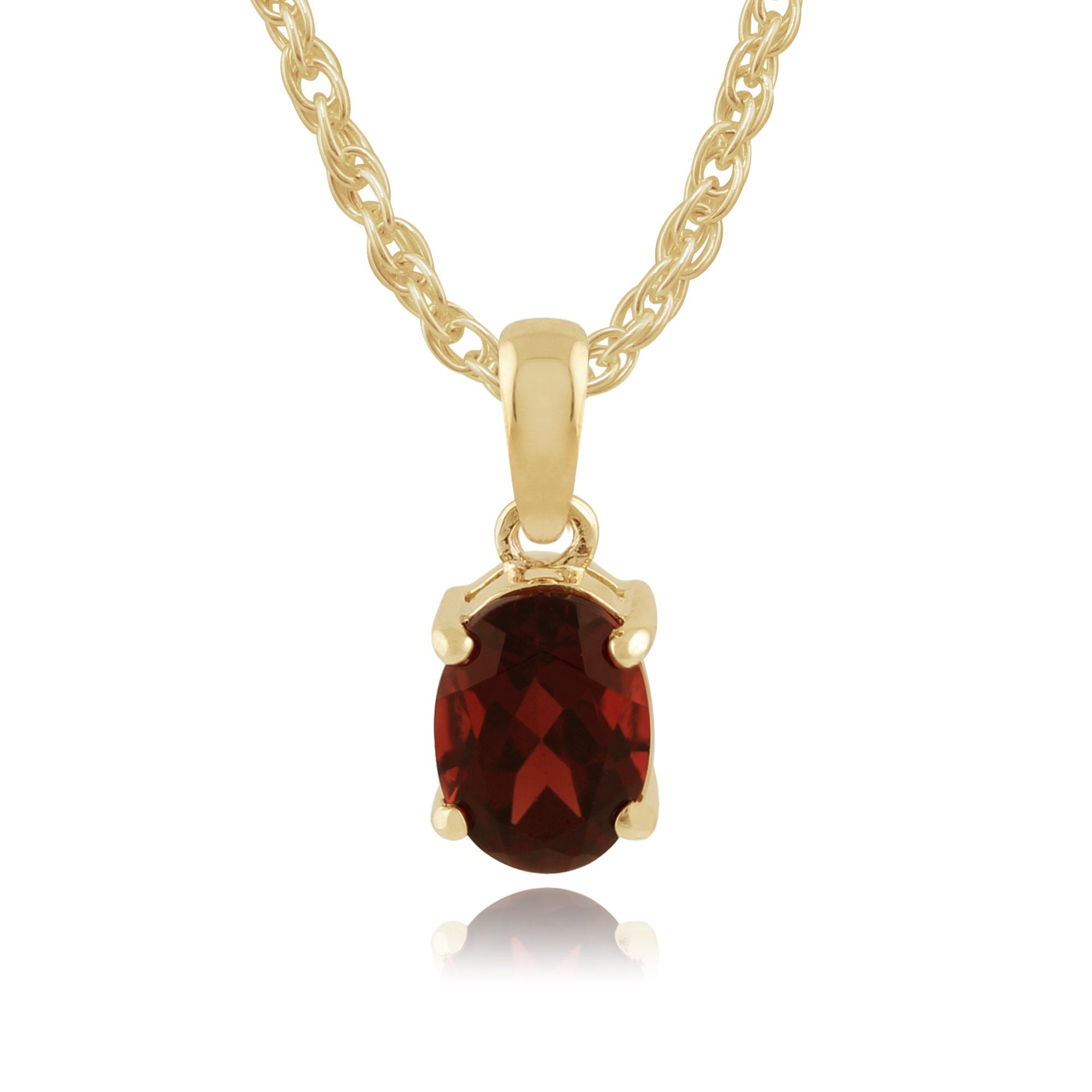 Classic Oval Garnet Pendant in 9ct Yellow Gold