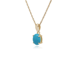Classic Oval Turquoise Cabochon Pendant in 9ct Yellow Gold