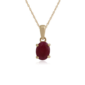 Classic Oval Ruby Claw Set Single Stone Pendant in 9ct Yellow Gold