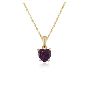 Classic Heart Amethyst Pendant in 9ct Yellow Gold
