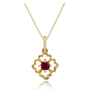Floral Ruby Pendant on Chain Image 1