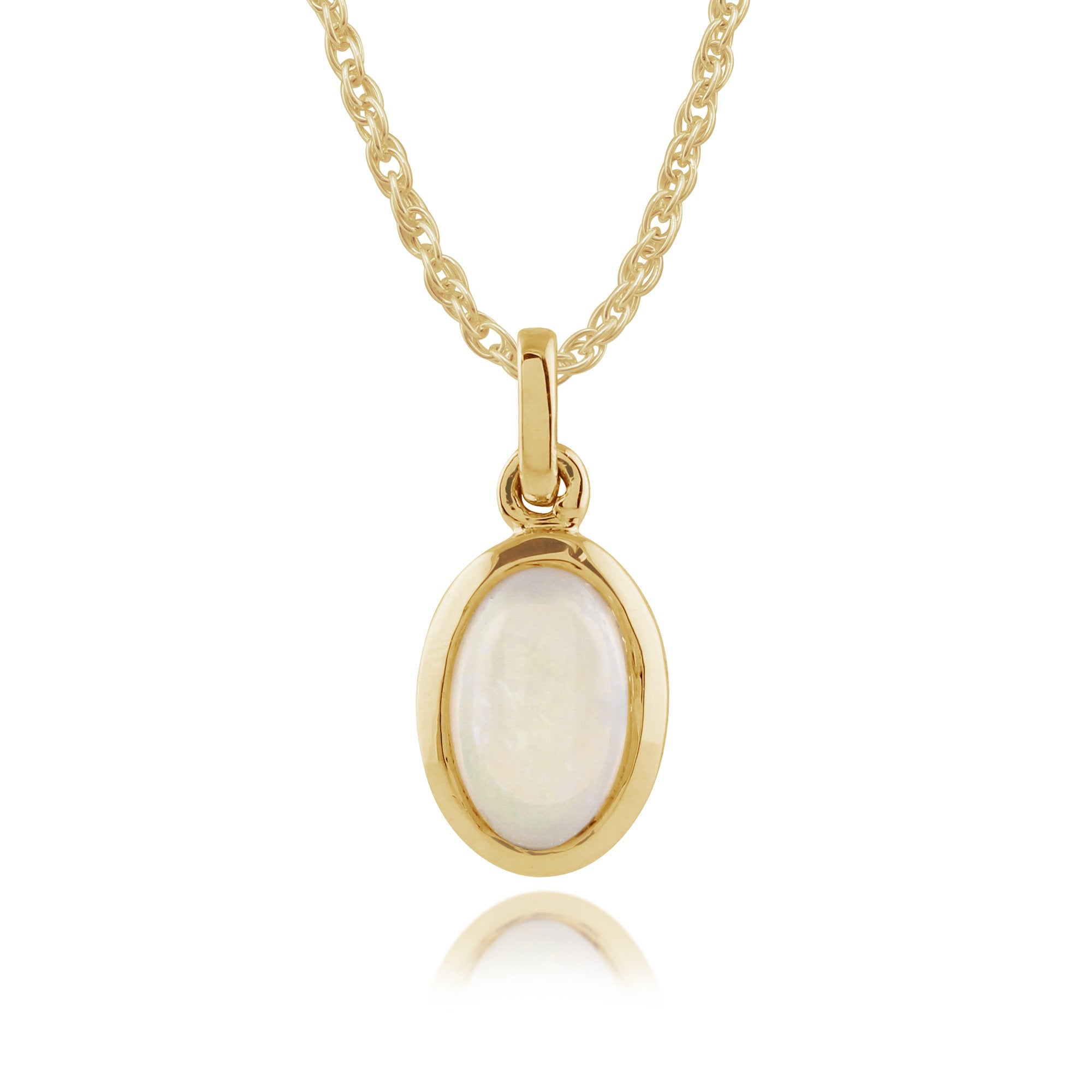 Classic Oval Opal Pendant in 9ct Yellow Gold