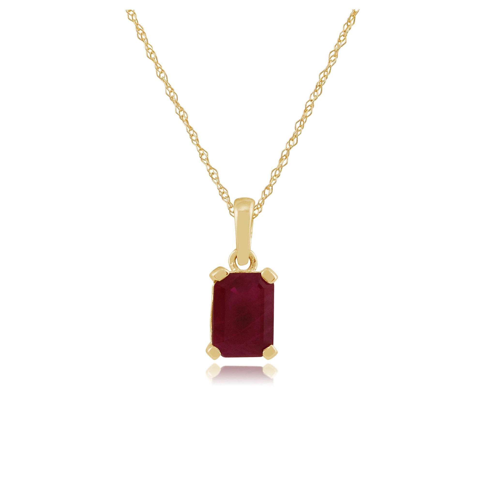 Ckassic Ruby Baguette Pendant In 9ct Gold