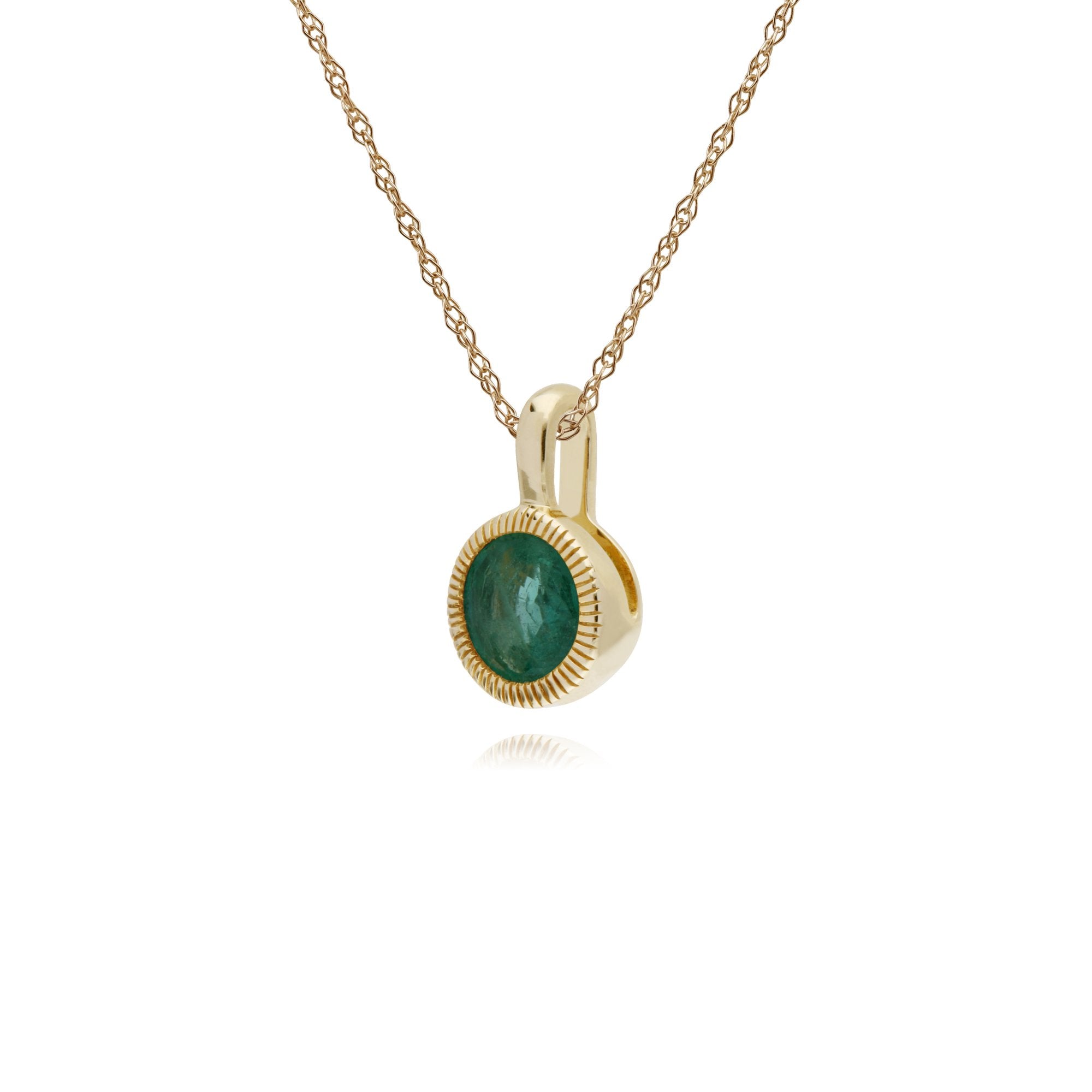 Gemondo 9ct Yellow Gold Emerald Round Milgrain 45cm Necklace