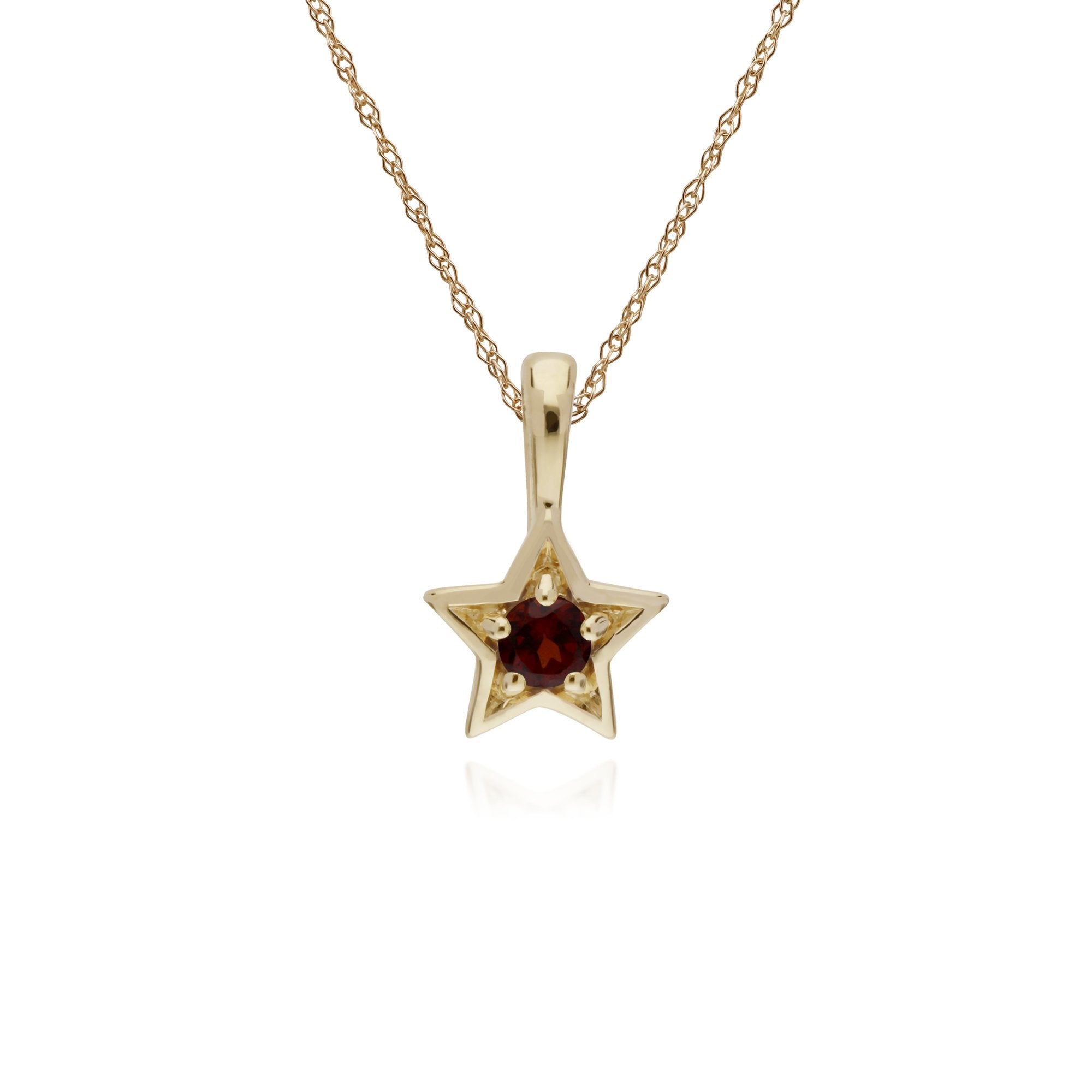 Gemondo 9ct Yellow Gold Garnet Single Stone Star 45cm Necklace