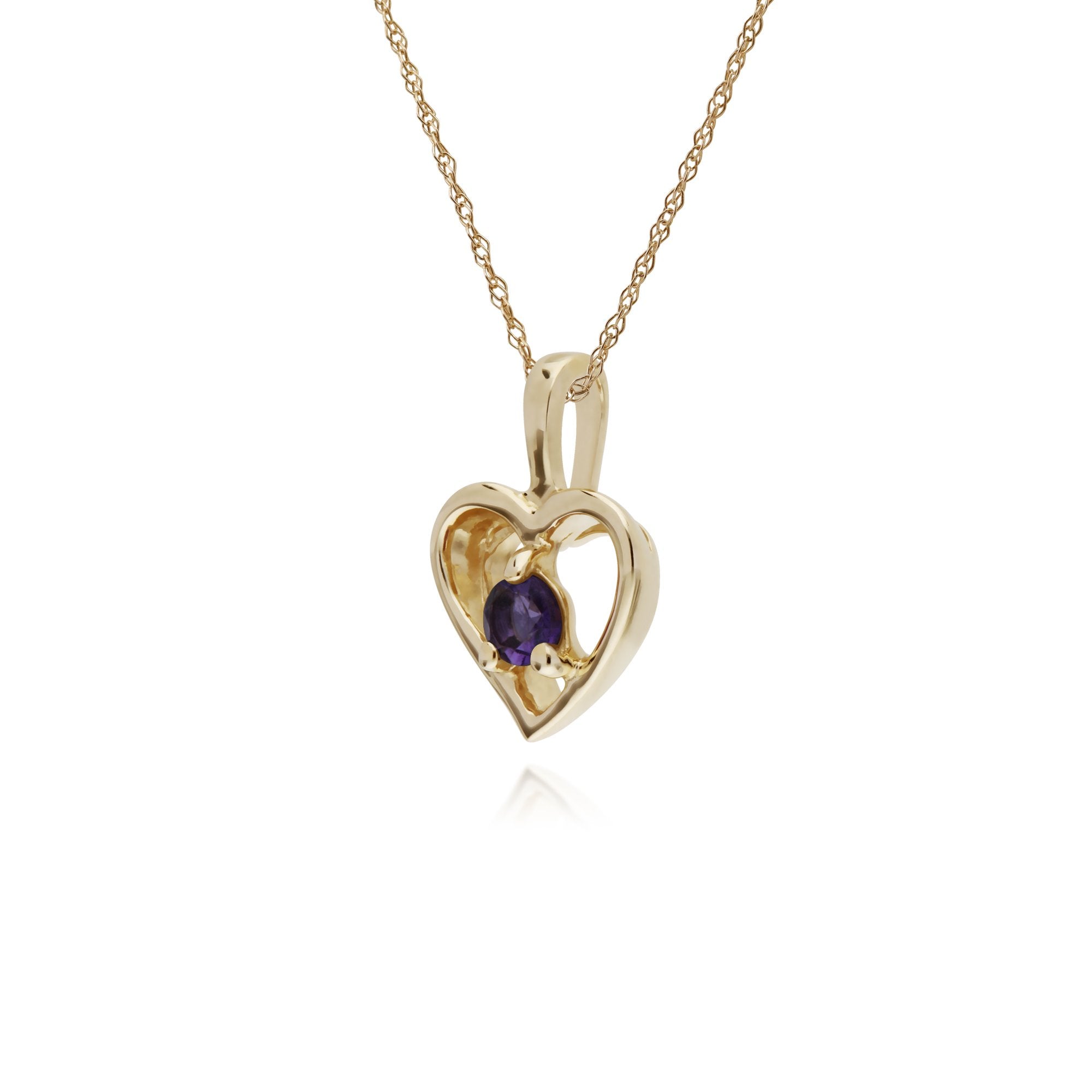 Gemondo 9ct Yellow Gold Amethyst Single Stone Heart 45cm Necklace