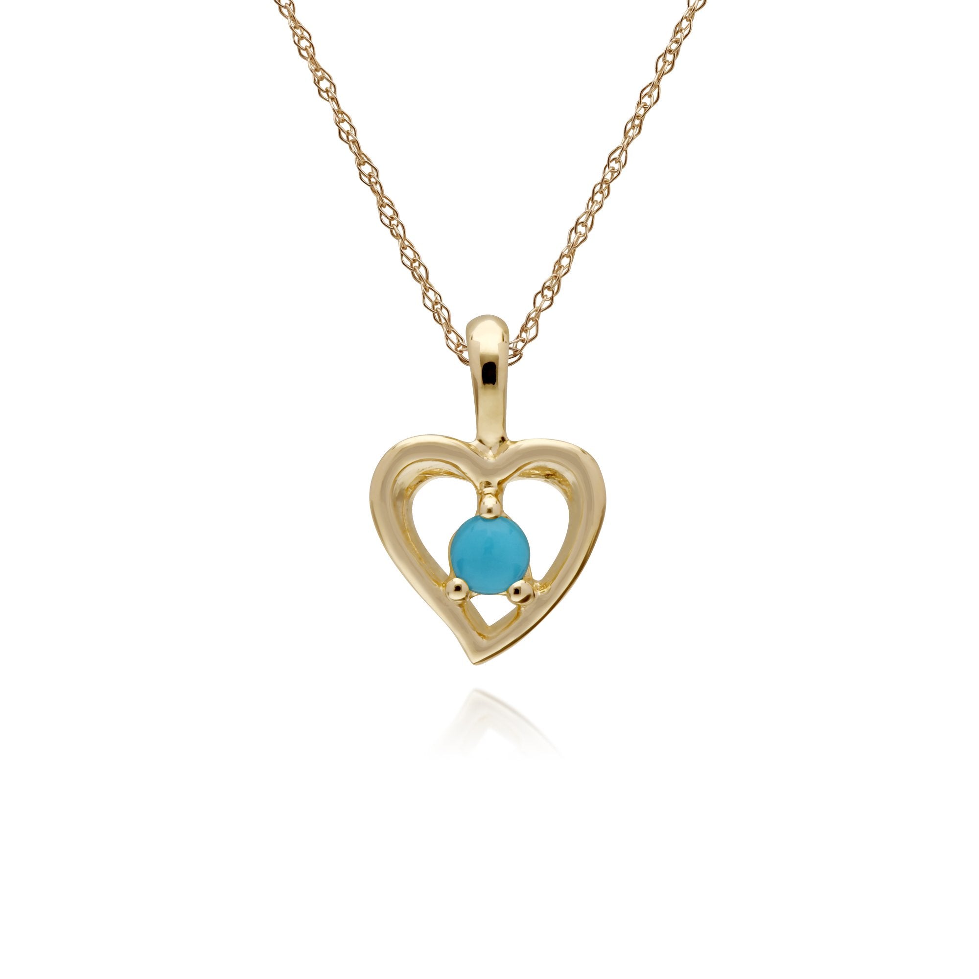 Gemondo 9ct Yellow Gold Turquoise Single Stone Heart 45cm Necklace