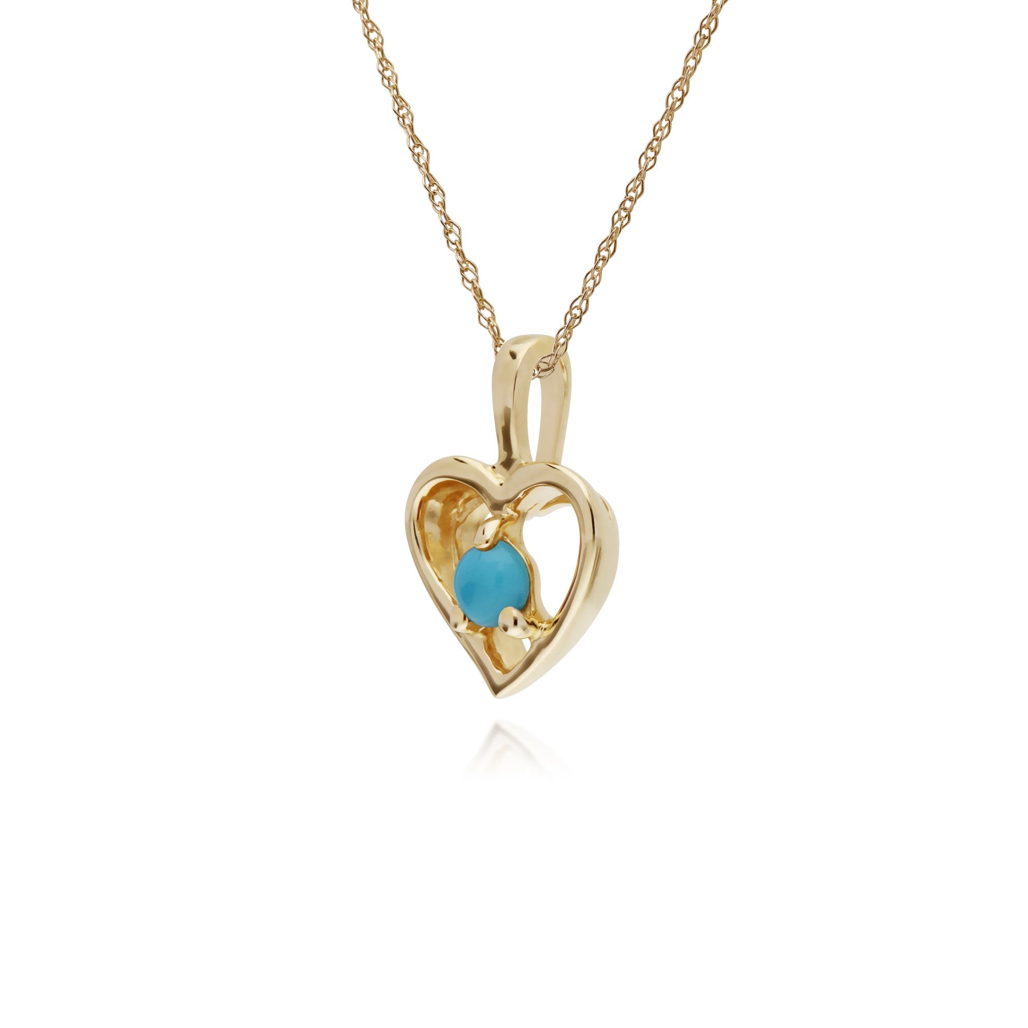Gemondo 9ct Yellow Gold Turquoise Single Stone Heart 45cm Necklace