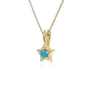Gemondo 9ct Yellow Gold Turquoise Single Stone Star 45cm Necklace