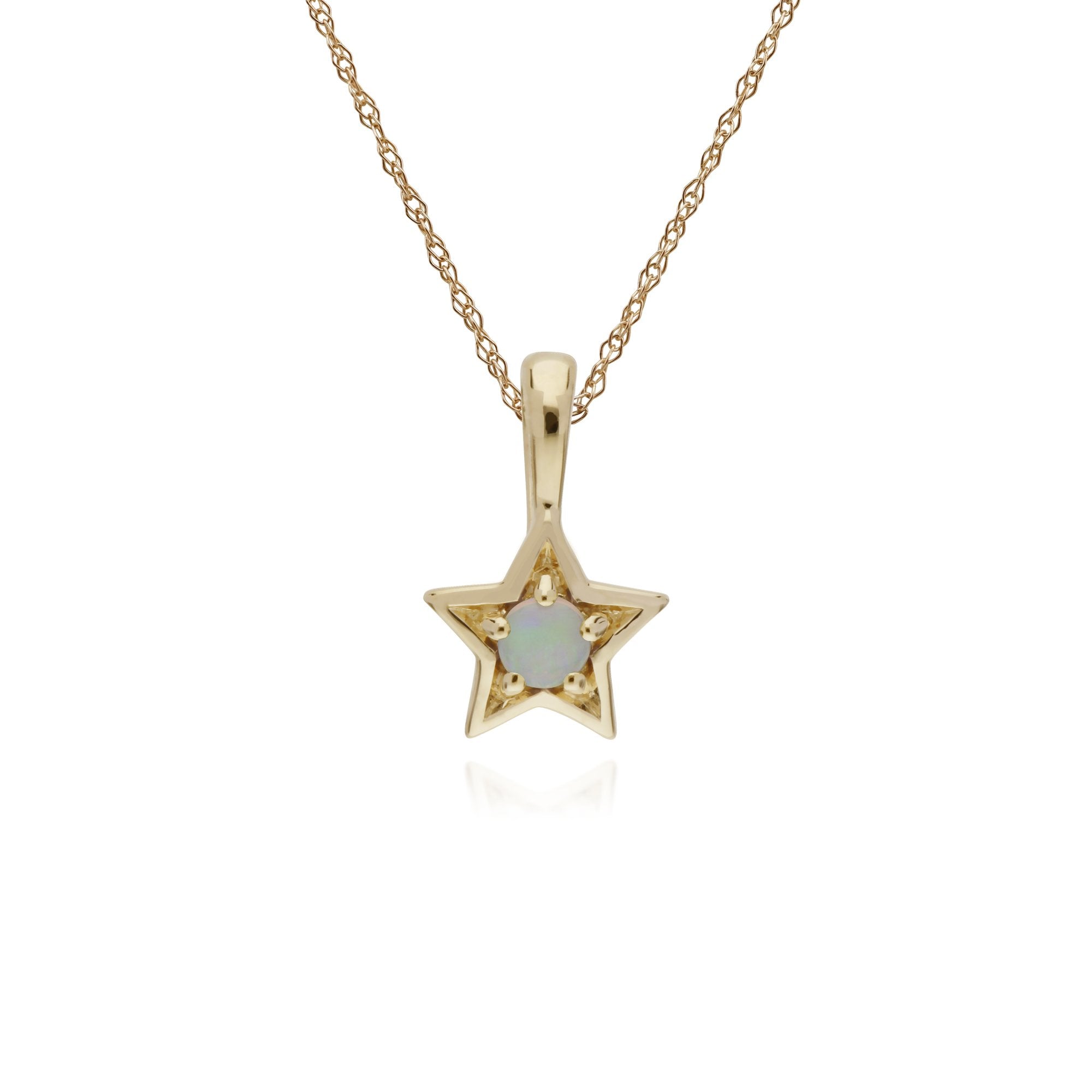 Classic Single Stone Round Opal Star Pendant in 9ct Yellow Gold
