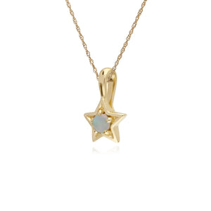 Gemondo 9ct Yellow Gold Opal Single Stone Star 45cm Necklace