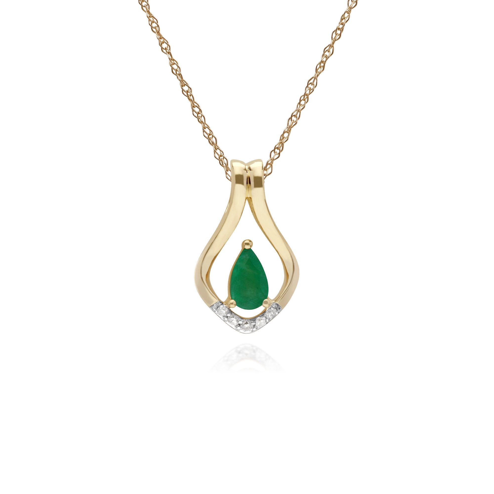 Classic Emerald & Diamond Leaf Lever back Earrings & Pendant Set Image 3