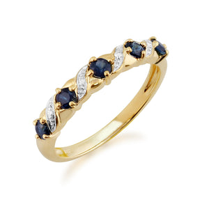 Classic Art Nouveau Style Sapphire & Diamond Half Eternity Ring