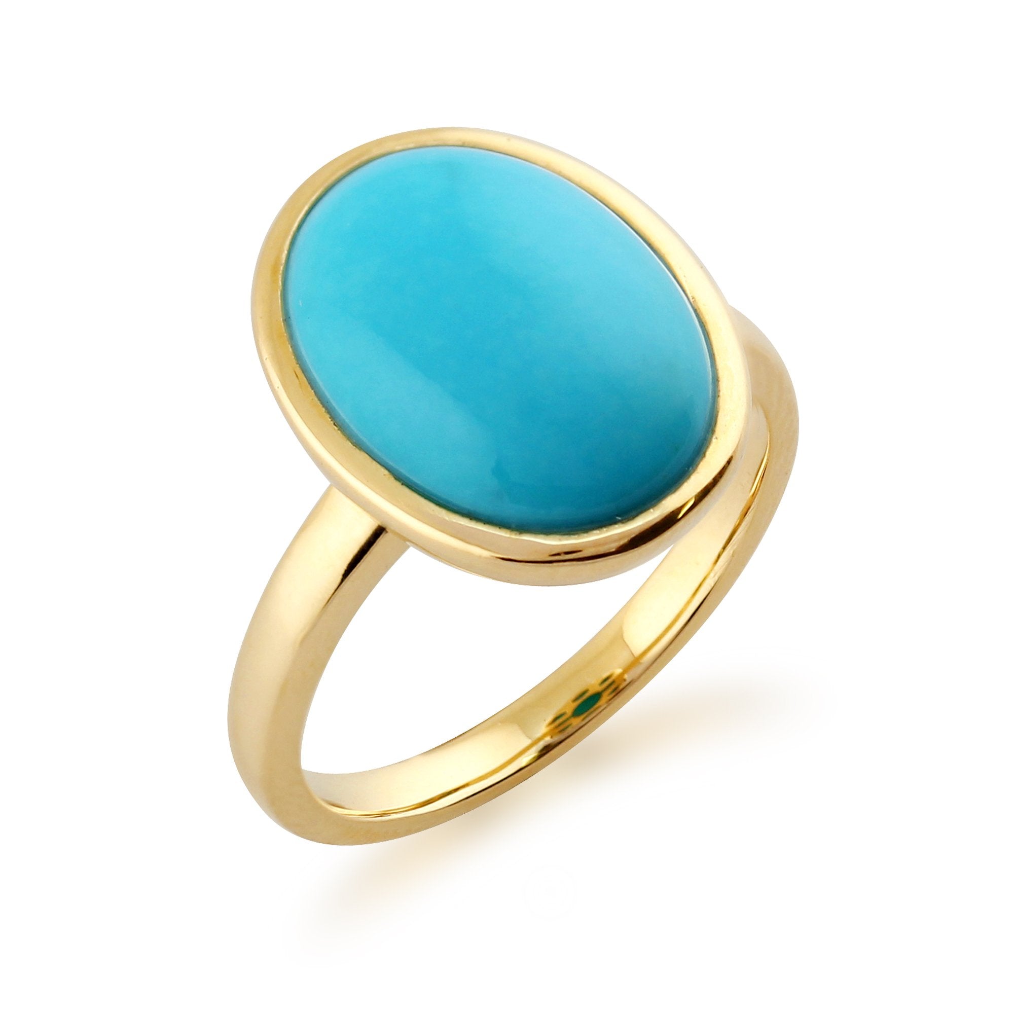 Statement Oval Turquoise Ring in 9ct Yellow Gold