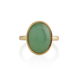 Statement Oval Jade Ring in 9ct Yellow Gold