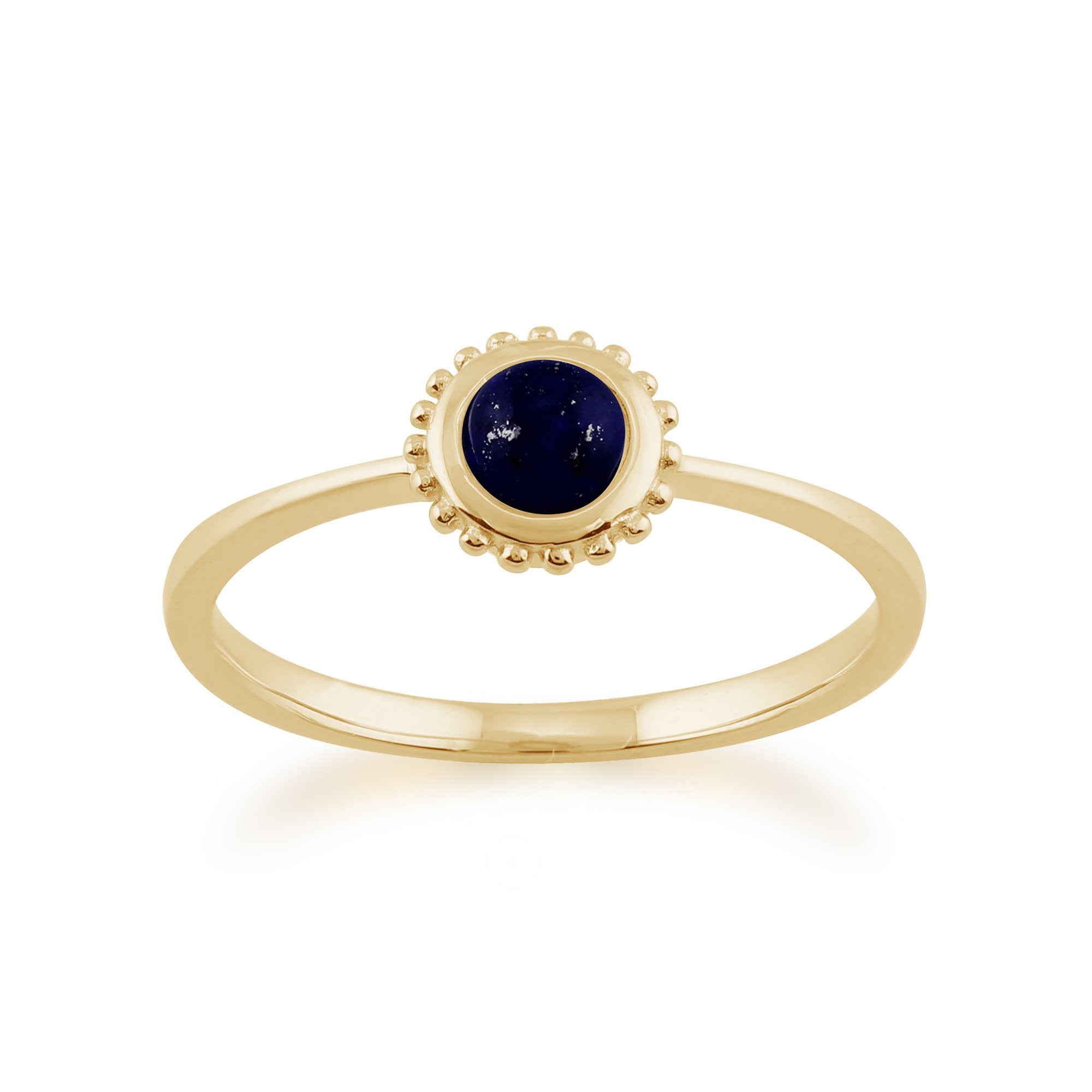 Classic Round Lapis Lazuli Single Stone Pendant & Solitaire Ring Set in 9ct Yellow Gold