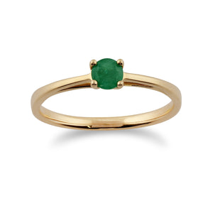 Classic Round Emerald Ring in 9ct Yellow Gold 