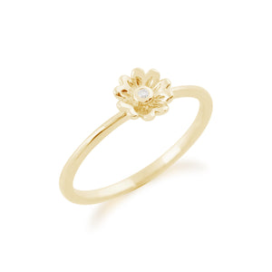 Gemondo 9ct Yellow Gold 0.01ct Diamond Stackable Floral Ring Image 2