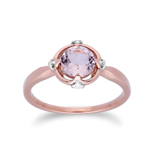 Gemondo 9ct Rose Gold Halo Morganite & Diamond Round Cut Ring Image 1