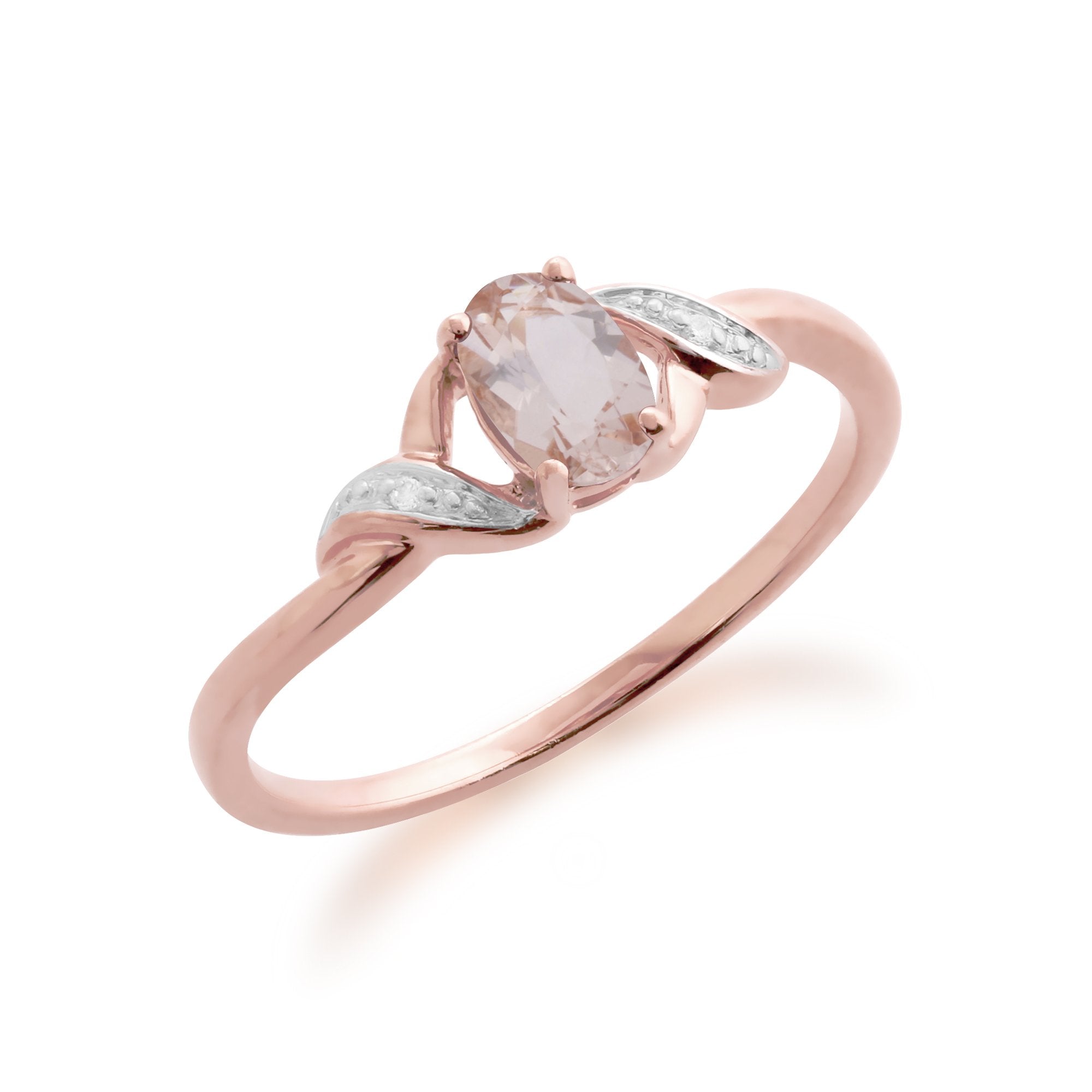Classic Oval Morganite & Diamond Ring in 9ct Rose Gold