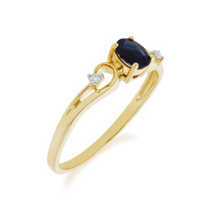 Classic Oval Sapphire & Diamond Ring in 9ct Yellow Gold