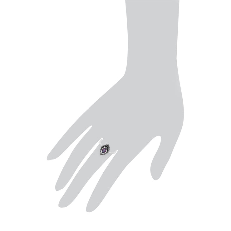 Anello Gemondo con topazio mistico, topazio mistico in argento e anello Art Nouveau con marcasite - topazio mistico