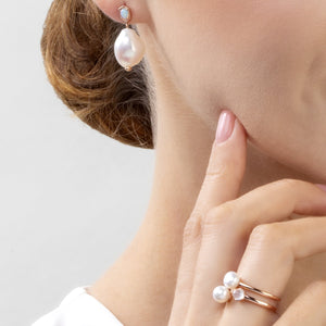 Modern Baroque Pearl & Opal Drop Earrings 