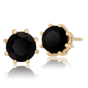 Classic Round Black Onyx Stud Earrings in 9ct Yellow Gold 5mm
