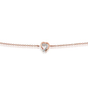 Bracciale classico a cuore in oro rosa 375 con diamante rotondo