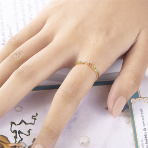 Rainbow Gemstone Open Ring in Gold Plated Sterling Silver on model