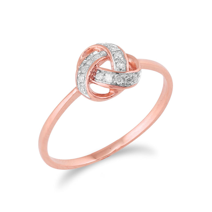 Gemondo - Anello con diamante "Evermore" in oro rosa da 9 ct con nodo d'amore