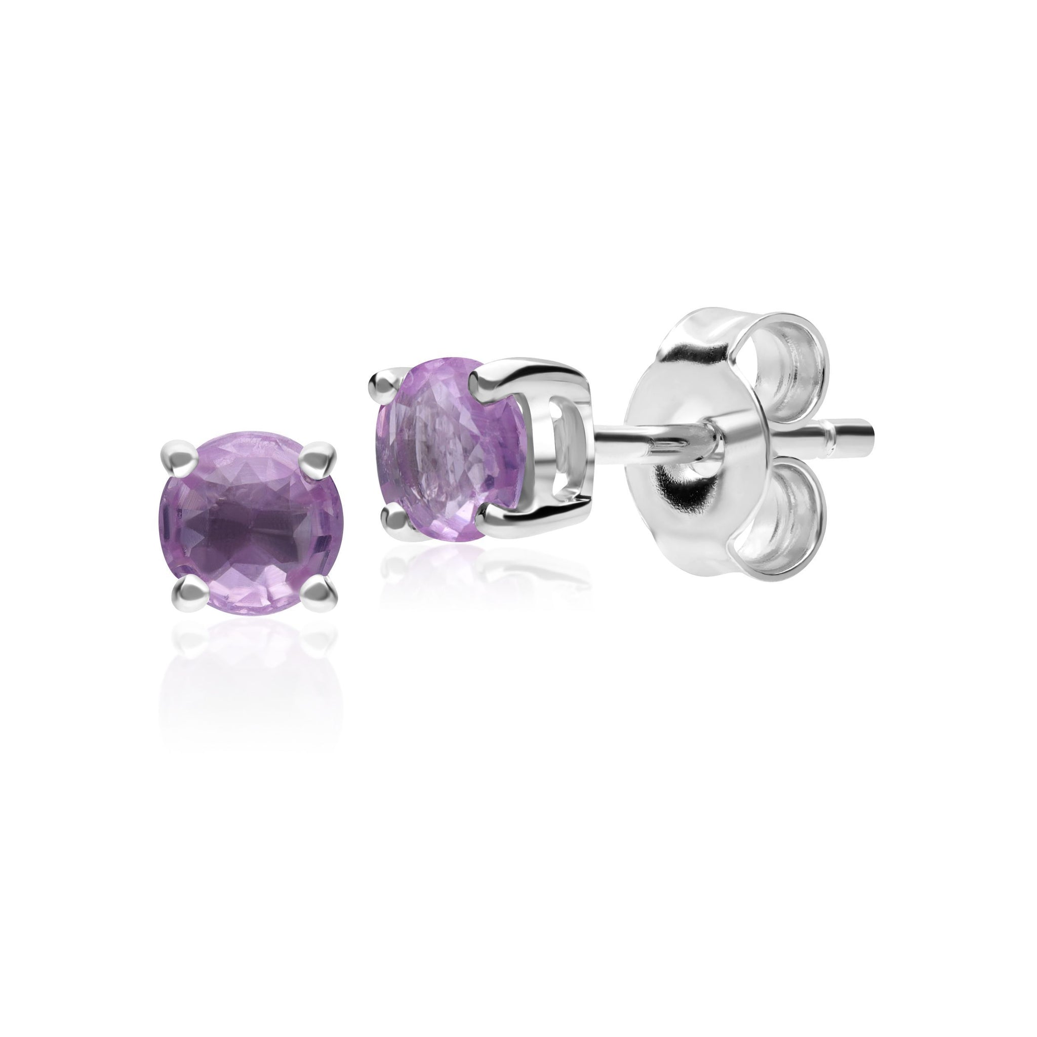 Classic Round Pink Sapphire Stud Earrings in 9ct White Gold
