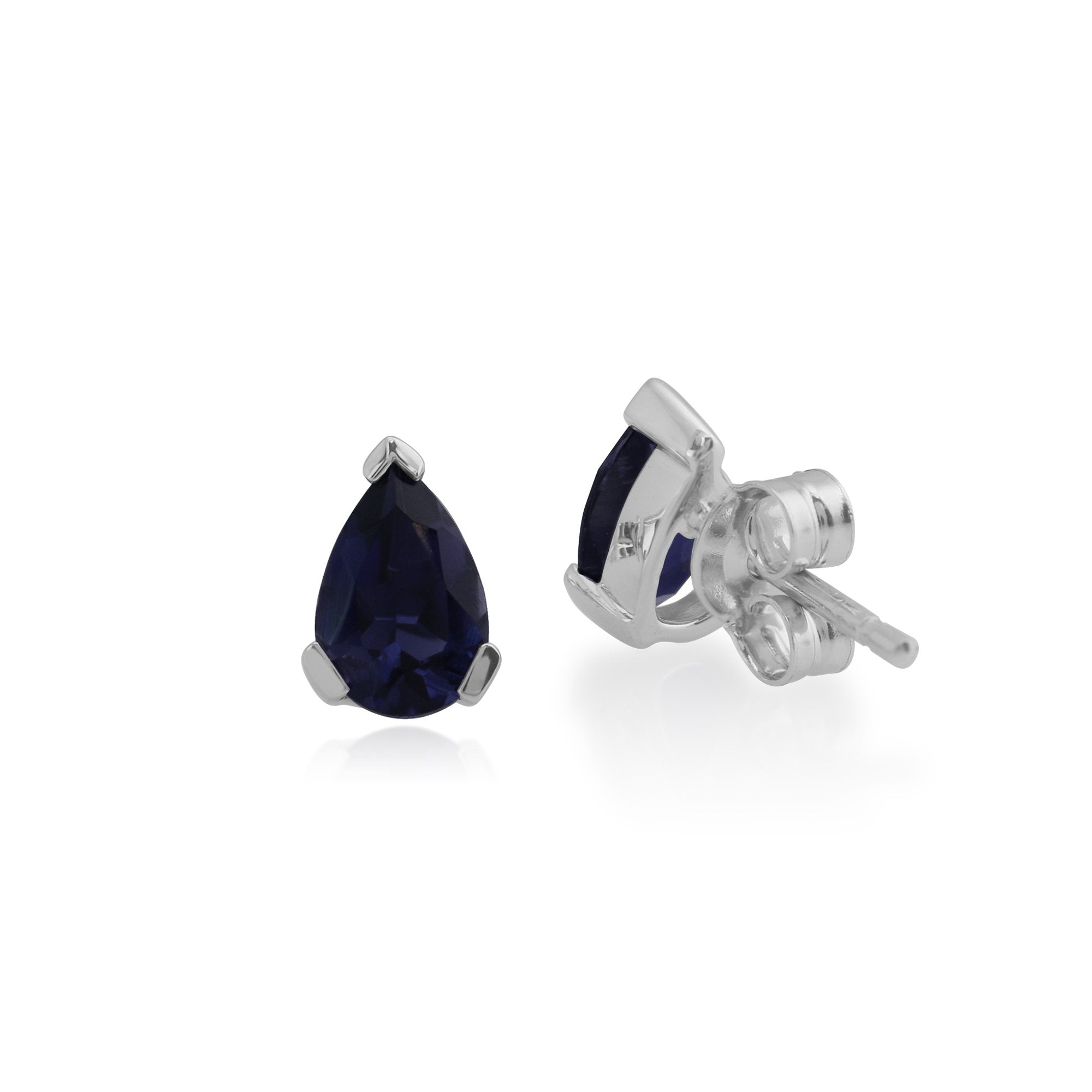 Classic Pear Iolite Claw Set Stud Earrings in 9ct White Gold