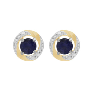 9ct White Gold Iolite Stud Earrings & Diamond Halo Ear Jacket Image 1 