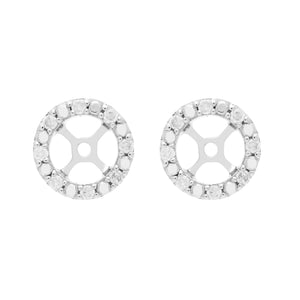 Classic Round Black Onyx Stud Earrings and Detachable Diamond Round Ear Jacket in 9ct White Gold