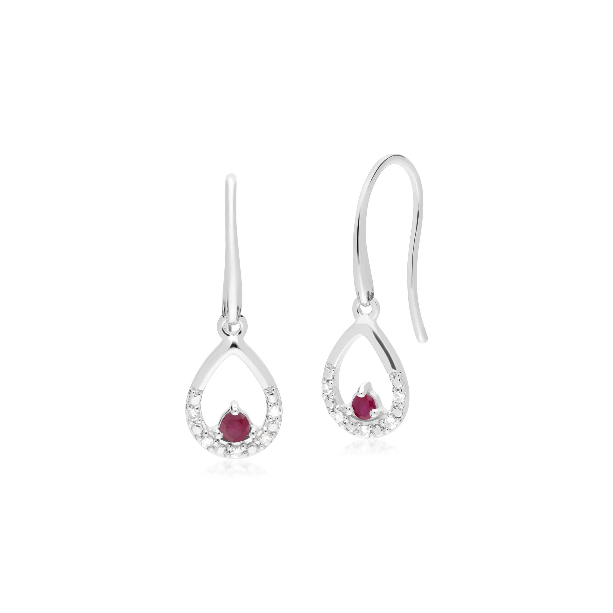 Classic Ruby & Diamond Pear Drop Earrings Image 1