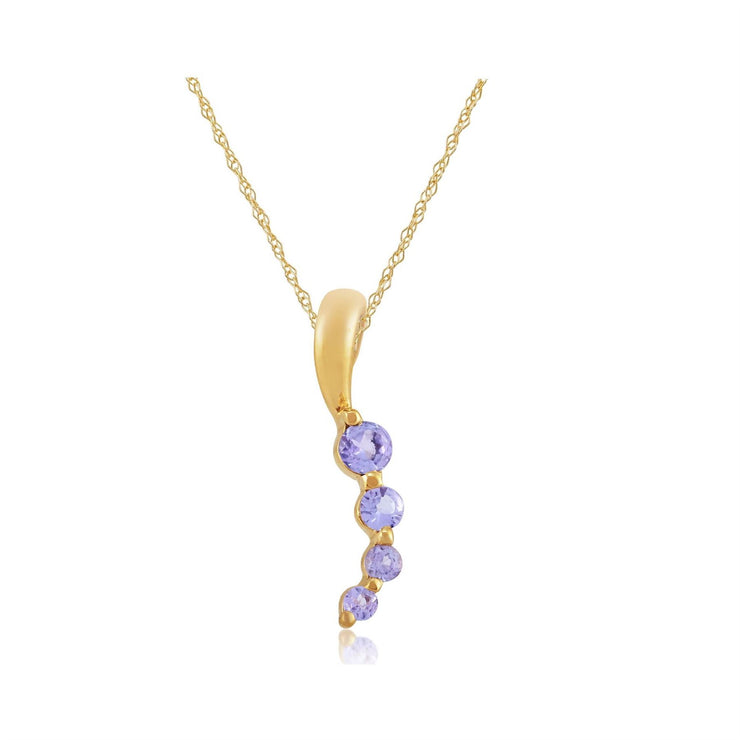 Ciondolo moderno in tanzanite rotondo in oro giallo 375