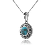 Ciondolo in stile Art Deco Argento 925 Cabochon di turchese e marcasite