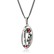 Ciondolo Stile Rennie Mackintosh Argento 925 Marcasite e Smalto