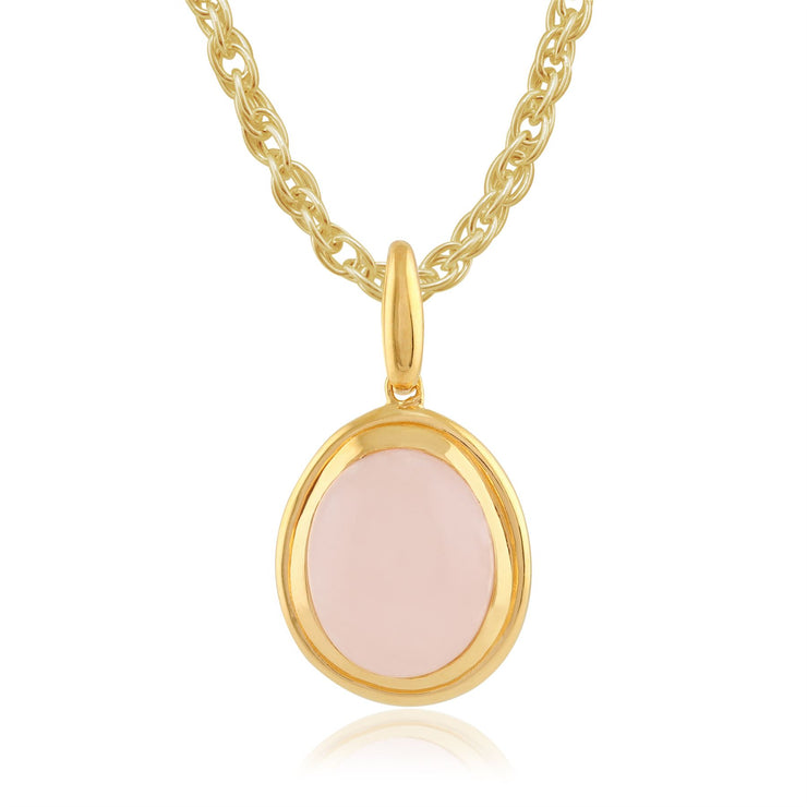 Collana Tara' con quarzo rosa pastello in argento sterling placcato oro giallo da 9 ct