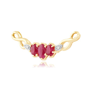Classic Oval Ruby & Diamond Necklace in 9ct Yellow Gold