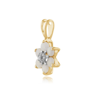 Floral Opal & Diamond Cluster Stud Earrings & Pendant Set Image 5