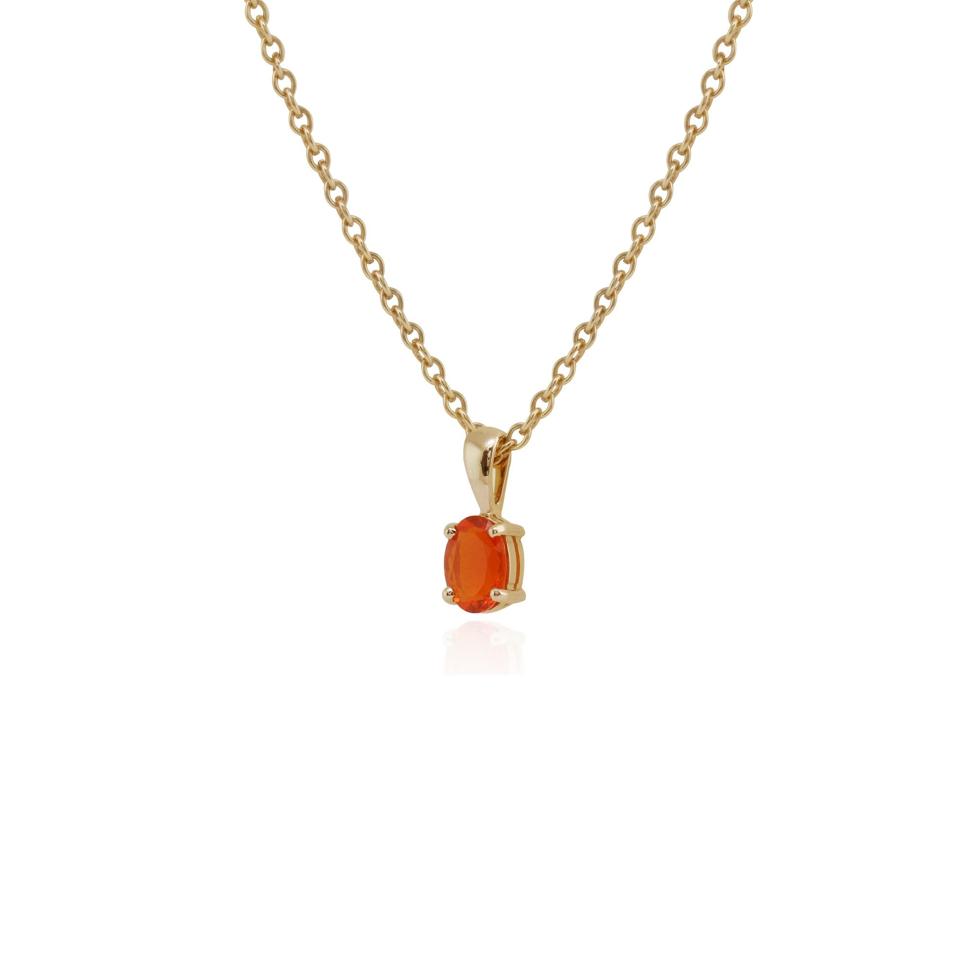 Classic Oval Fire Opal Single Stone Pendant in 9ct Yellow Gold