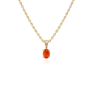 Classic Oval Fire Opal Single Stone Pendant in 9ct Yellow Gold