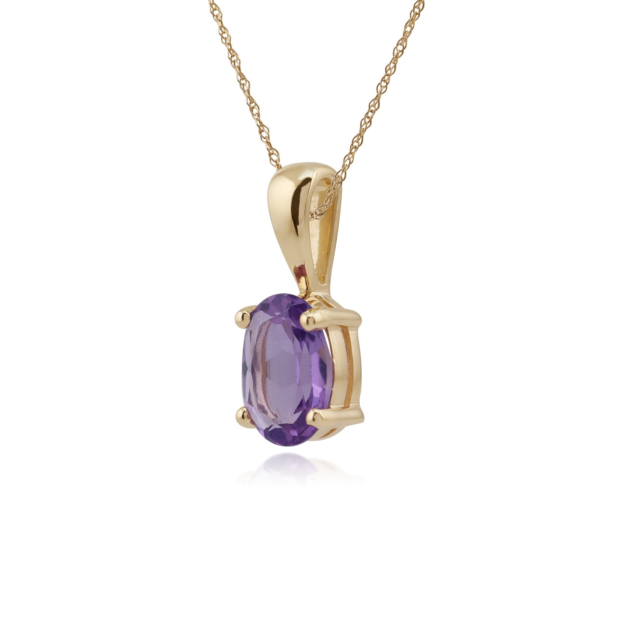 Classic Oval Amethyst Pendant in 9ct Yellow Gold