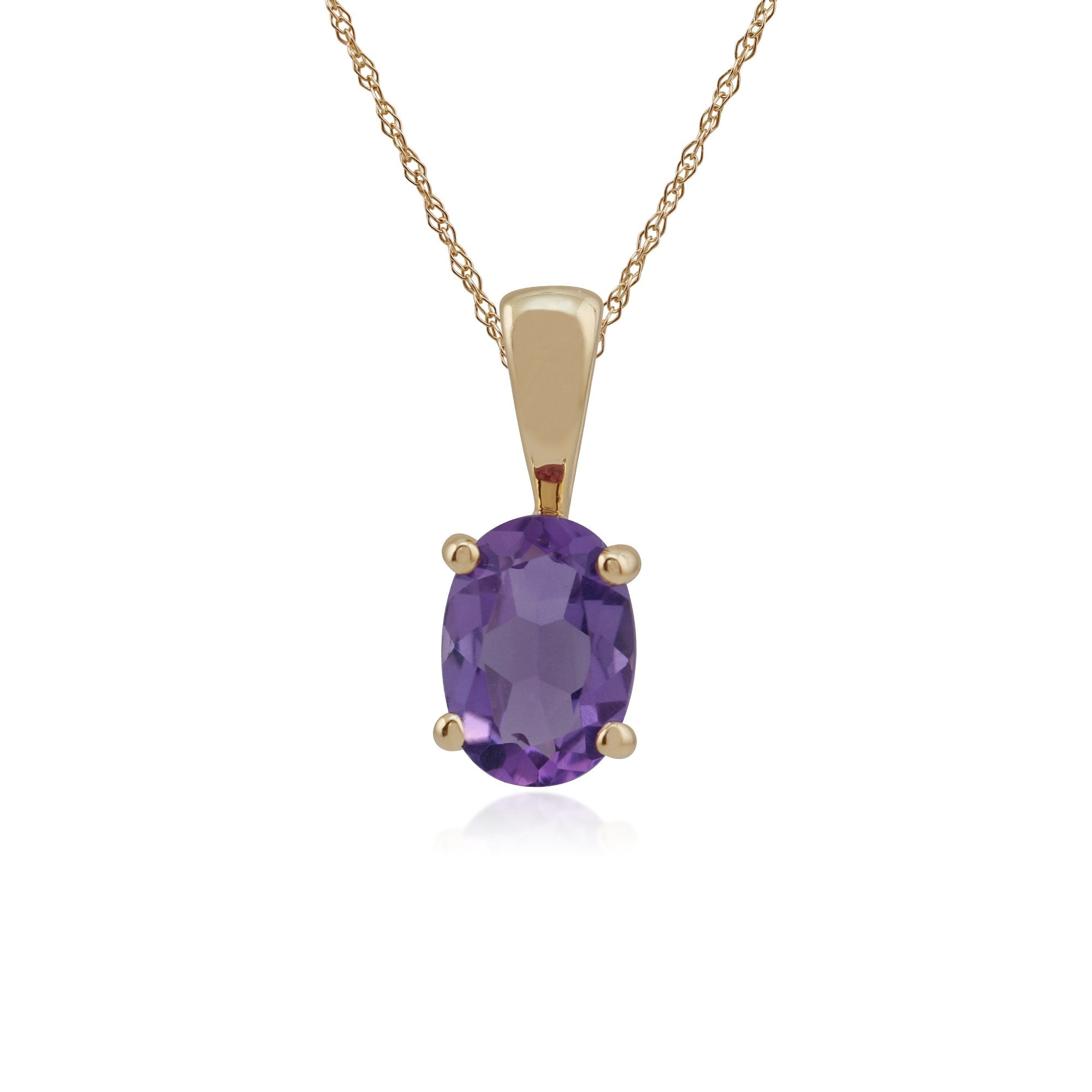 Classic Oval Amethyst Pendant in 9ct Yellow Gold