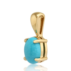 Classic Oval Turquoise Pendant in 9ct Yellow Gold