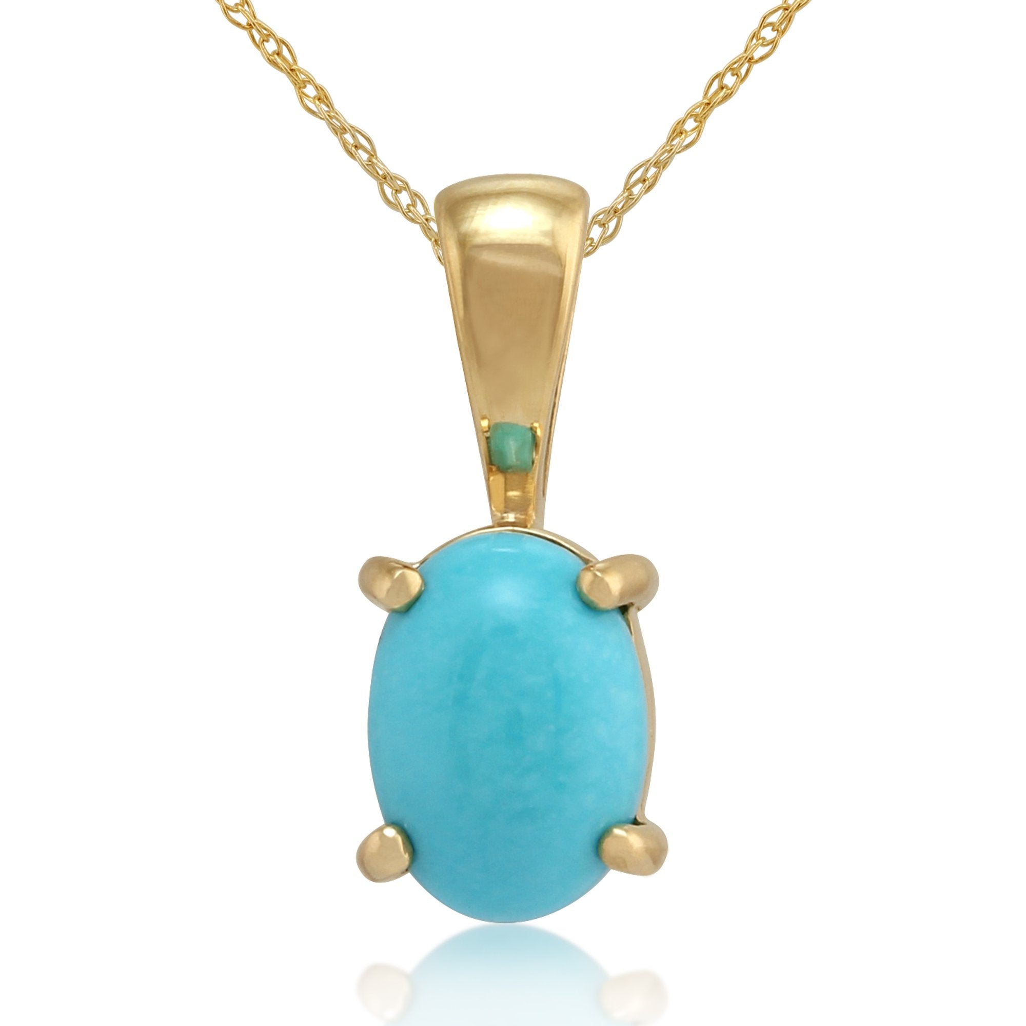 Classic Oval Turquoise Pendant in 9ct Yellow Gold
